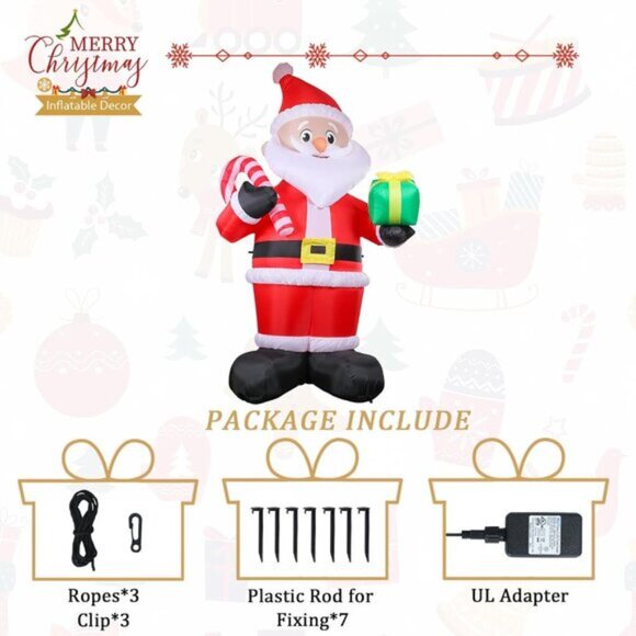 ⚡10FT Christmas Inflatables Giant Santa Claus with Candy Cane Outdoor Decoration - Picture 5 of 7